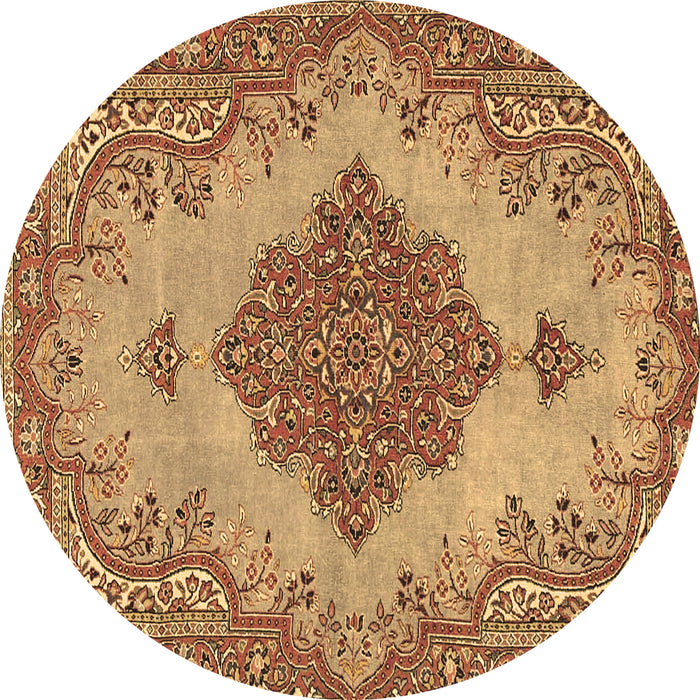 Round Machine Washable Persian Brown Traditional Rug, wshtr4176brn