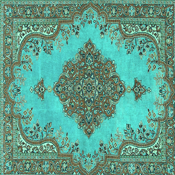 Square Machine Washable Persian Turquoise Traditional Area Rugs, wshtr4176turq
