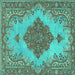 Square Machine Washable Persian Turquoise Traditional Area Rugs, wshtr4176turq