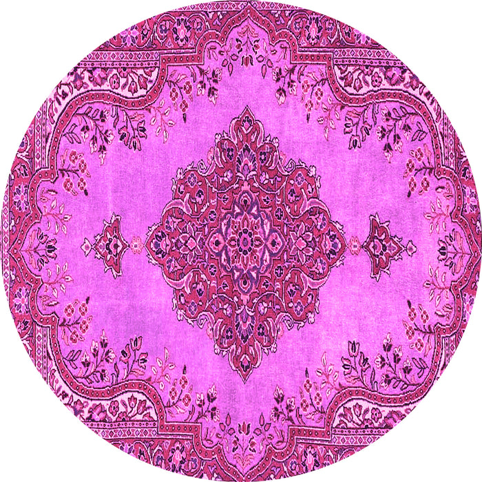 Round Machine Washable Persian Pink Traditional Rug, wshtr4176pnk