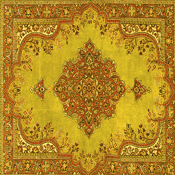 Square Machine Washable Persian Yellow Traditional Rug, wshtr4176yw