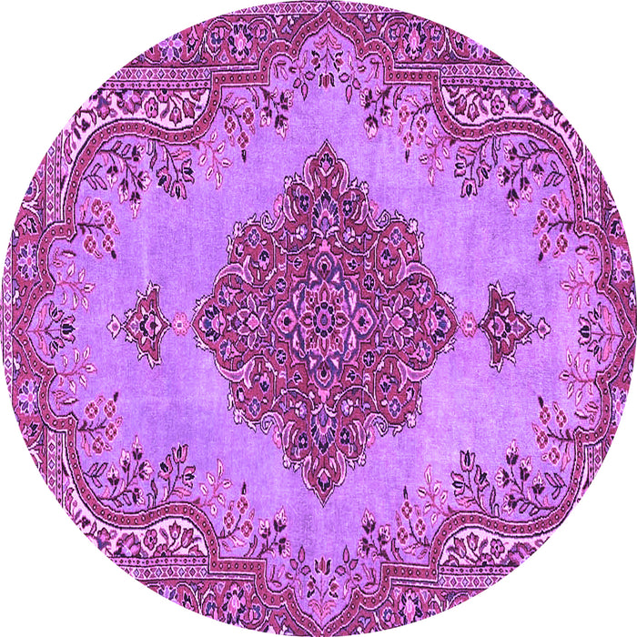 Round Machine Washable Persian Purple Traditional Area Rugs, wshtr4176pur
