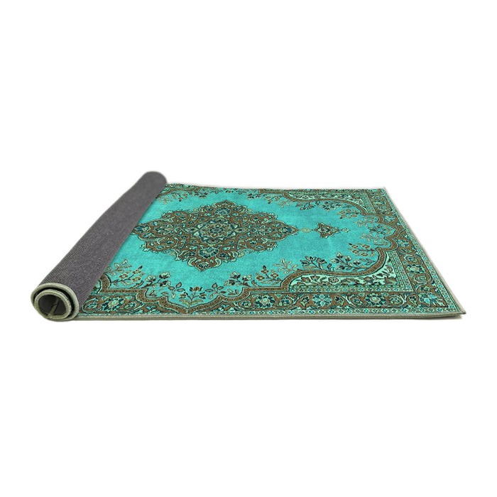 Sideview of Persian Turquoise Traditional Rug, tr4176turq