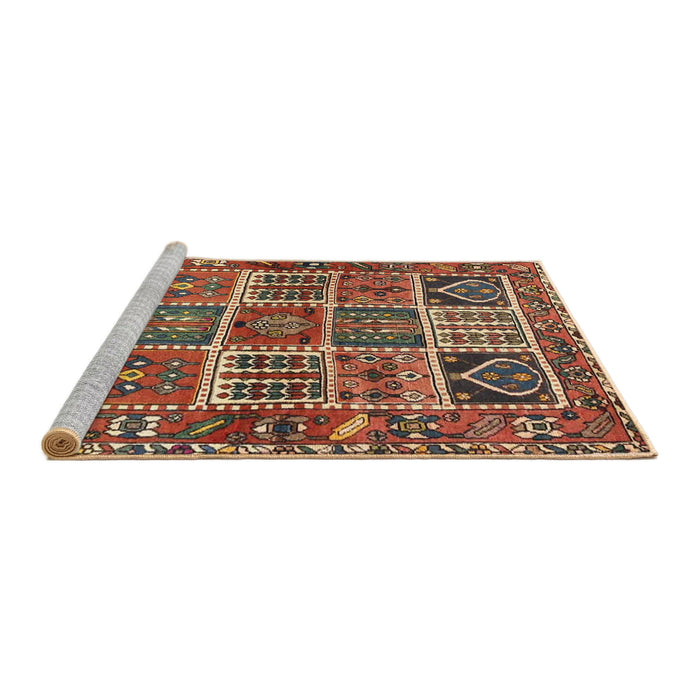 Sideview of Machine Washable Traditional Saffron Red Rug, wshtr4177