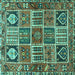 Square Machine Washable Persian Turquoise Traditional Area Rugs, wshtr4177turq