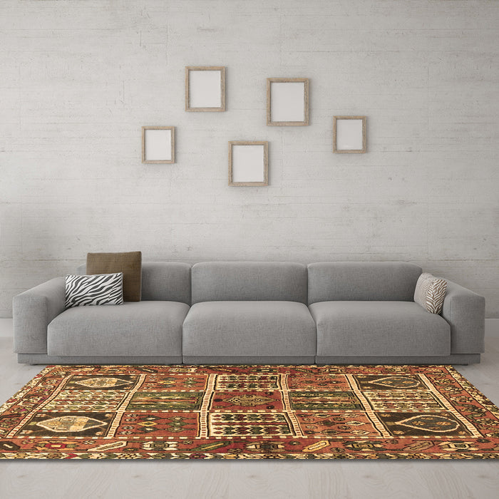 Machine Washable Persian Brown Traditional Rug in a Living Room,, wshtr4177brn