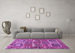 Machine Washable Persian Purple Traditional Area Rugs in a Living Room, wshtr4177pur