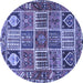 Round Persian Blue Traditional Rug, tr4177blu