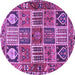 Round Machine Washable Persian Purple Traditional Area Rugs, wshtr4177pur