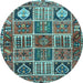 Round Machine Washable Persian Light Blue Traditional Rug, wshtr4177lblu