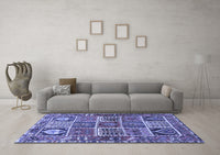 Machine Washable Persian Blue Traditional Rug, wshtr4177blu