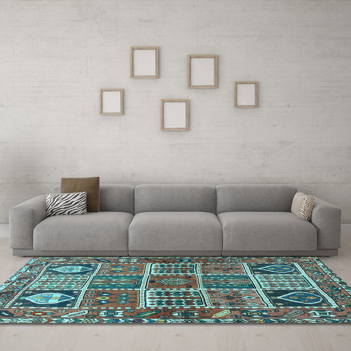 Machine Washable Persian Light Blue Traditional Rug in a Living Room, wshtr4177lblu