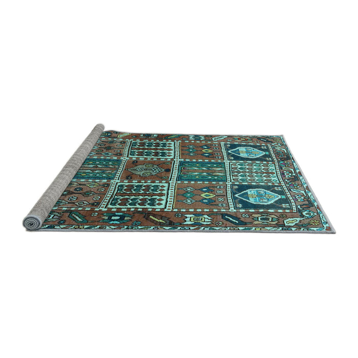 Sideview of Machine Washable Persian Light Blue Traditional Rug, wshtr4177lblu