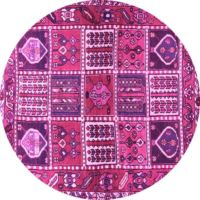 Round Machine Washable Persian Pink Traditional Rug, wshtr4177pnk