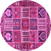 Round Machine Washable Persian Pink Traditional Rug, wshtr4177pnk