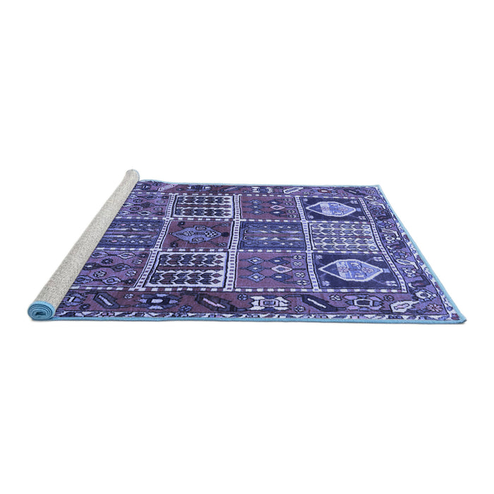 Sideview of Machine Washable Persian Blue Traditional Rug, wshtr4177blu