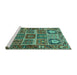 Sideview of Machine Washable Persian Turquoise Traditional Area Rugs, wshtr4177turq