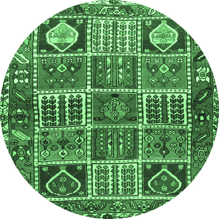 Round Persian Emerald Green Traditional Rug, tr4177emgrn