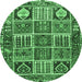 Round Persian Emerald Green Traditional Rug, tr4177emgrn