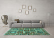 Machine Washable Persian Turquoise Traditional Area Rugs in a Living Room,, wshtr4177turq