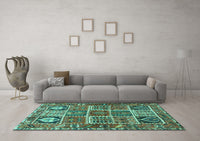 Machine Washable Persian Turquoise Traditional Rug, wshtr4177turq