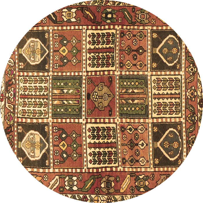 Round Persian Brown Traditional Rug, tr4177brn