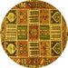 Round Persian Yellow Traditional Rug, tr4177yw