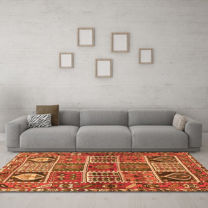 Machine Washable Persian Orange Traditional Area Rugs in a Living Room, wshtr4177org