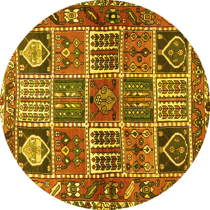 Round Machine Washable Persian Yellow Traditional Rug, wshtr4177yw