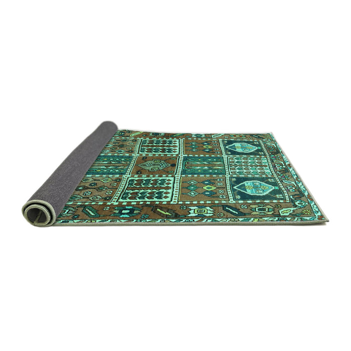 Sideview of Persian Turquoise Traditional Rug, tr4177turq