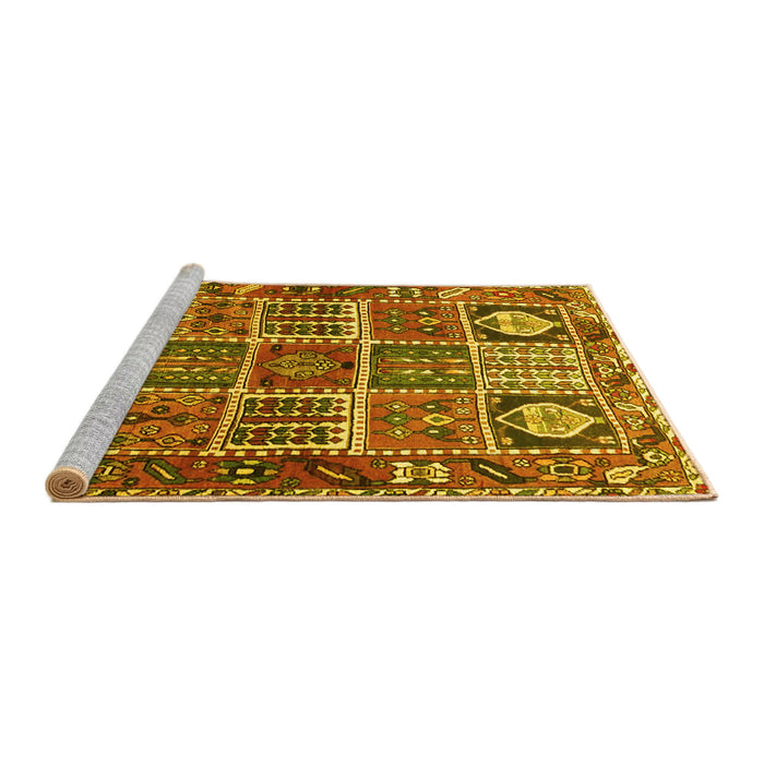 Sideview of Machine Washable Persian Yellow Traditional Rug, wshtr4177yw