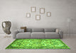 Machine Washable Persian Green Traditional Area Rugs in a Living Room,, wshtr4178grn