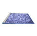 Sideview of Machine Washable Persian Blue Traditional Rug, wshtr4178blu