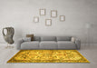 Machine Washable Persian Yellow Traditional Rug in a Living Room, wshtr4178yw