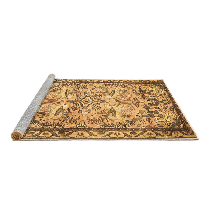 Sideview of Machine Washable Persian Brown Traditional Rug, wshtr4178brn