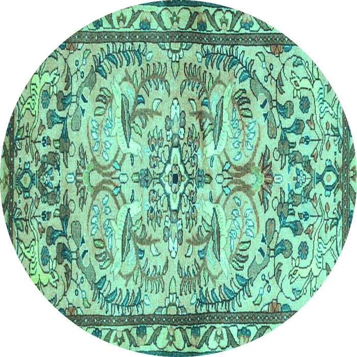 Round Persian Turquoise Traditional Rug, tr4178turq