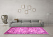 Machine Washable Persian Pink Traditional Rug in a Living Room, wshtr4178pnk