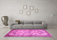 Machine Washable Persian Pink Traditional Rug, wshtr4178pnk