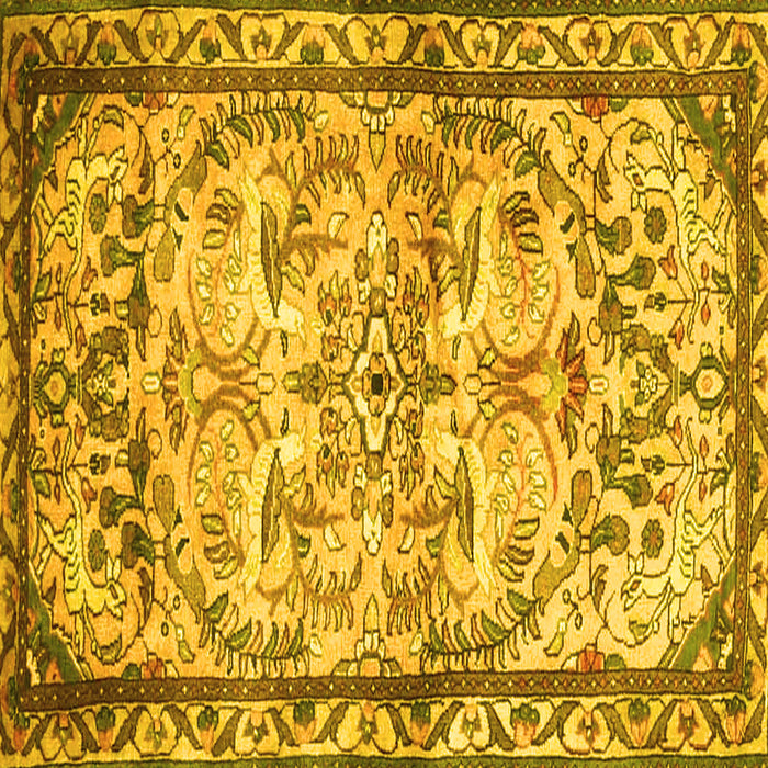 Square Machine Washable Persian Yellow Traditional Rug, wshtr4178yw
