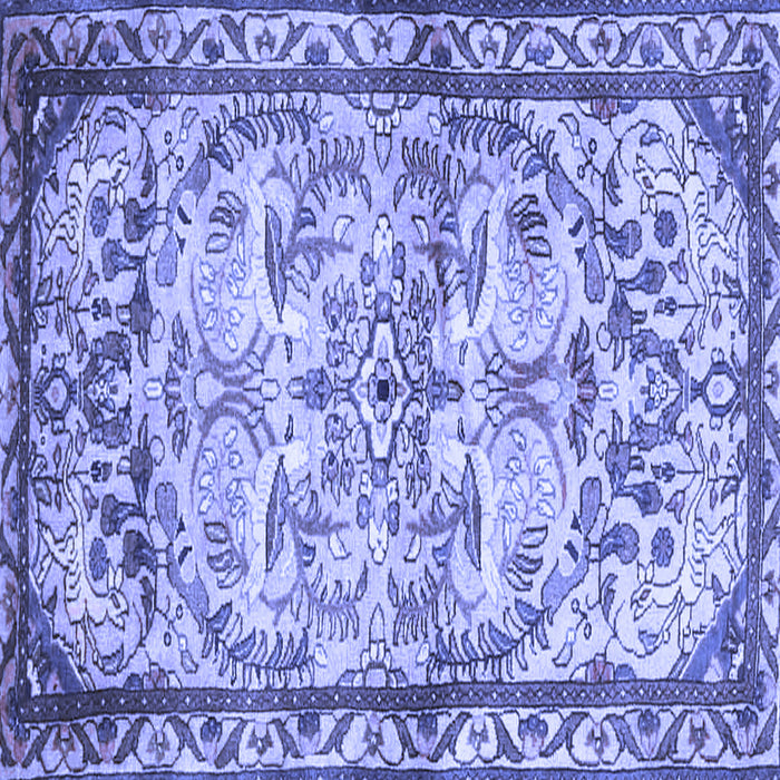 Square Machine Washable Persian Blue Traditional Rug, wshtr4178blu