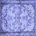 Square Machine Washable Persian Blue Traditional Rug, wshtr4178blu