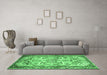 Machine Washable Persian Emerald Green Traditional Area Rugs in a Living Room,, wshtr4178emgrn