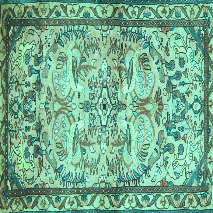 Square Persian Turquoise Traditional Rug, tr4178turq