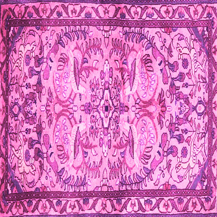 Square Machine Washable Persian Pink Traditional Rug, wshtr4178pnk