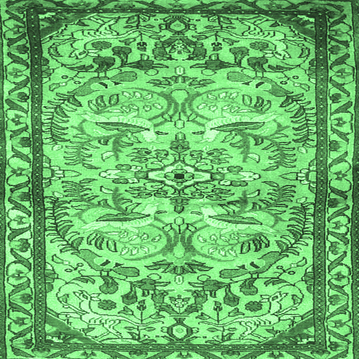 Square Machine Washable Persian Emerald Green Traditional Area Rugs, wshtr4178emgrn