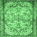 Square Machine Washable Persian Emerald Green Traditional Area Rugs, wshtr4178emgrn