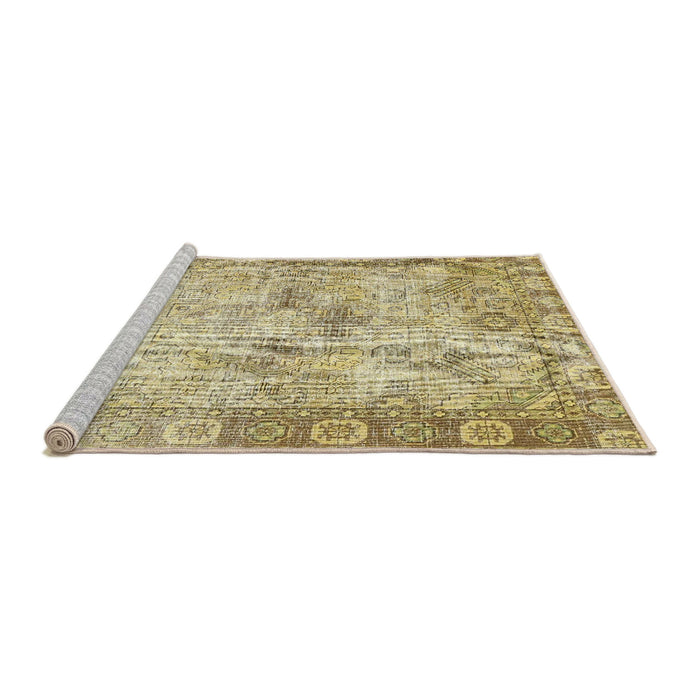 Sideview of Machine Washable Traditional Brown Gold Rug, wshtr4179