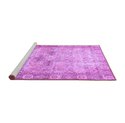 Sideview of Machine Washable Persian Purple Traditional Area Rugs, wshtr4179pur