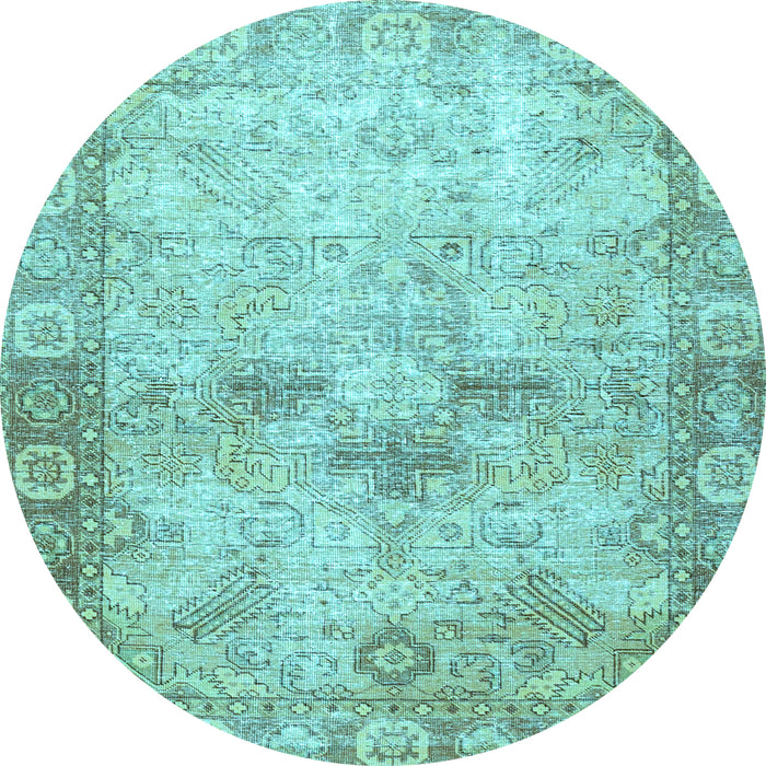 Round Machine Washable Persian Light Blue Traditional Rug, wshtr4179lblu