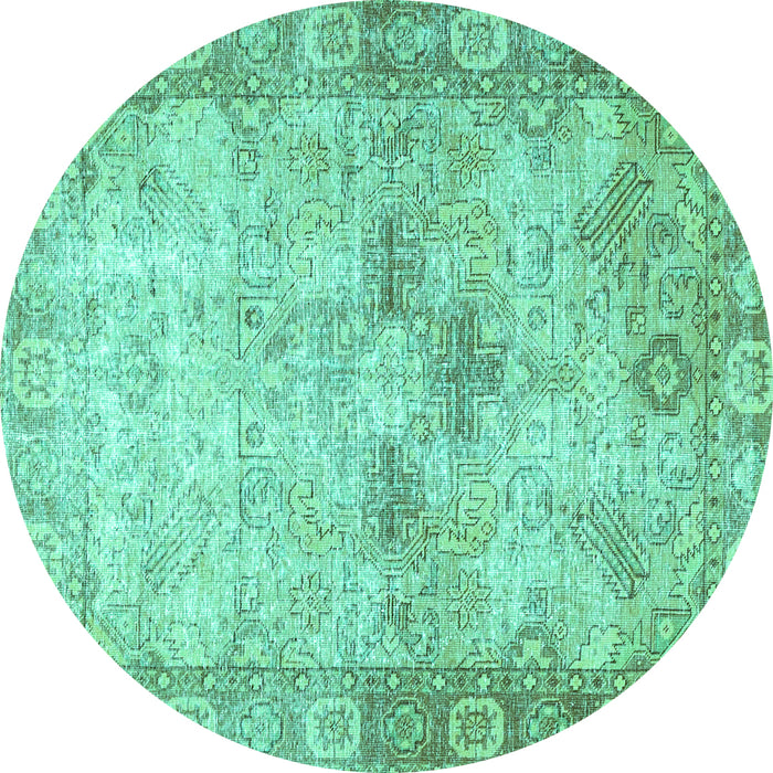 Round Machine Washable Persian Turquoise Traditional Area Rugs, wshtr4179turq